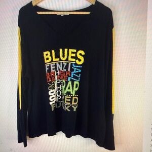 AE Sport & Co Women Black Beaded Long Sleeve T Shirt Size 4X